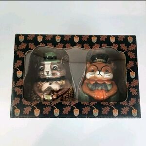 🔥Johanna Parker Fall Salt Pepper Shakers Autumn Decor Squirrel & Fox NWT